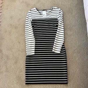 Black and white striped dress